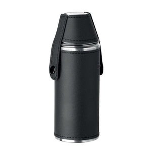 Fiaschetta con bicchierini Nero - personalizzabile con logo