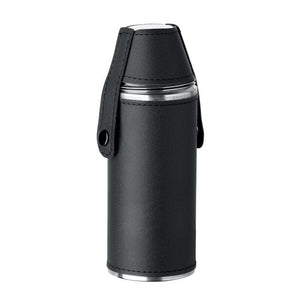Fiaschetta con bicchierini Nero - personalizzabile con logo