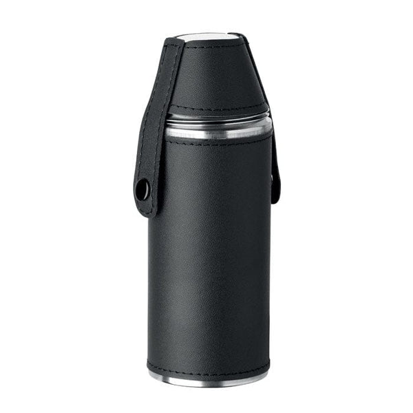 Fiaschetta con bicchierini Nero - personalizzabile con logo