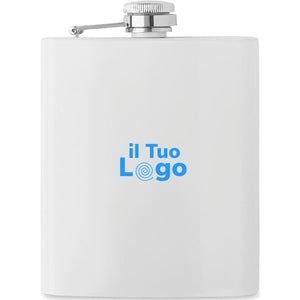 Fiaschetta in acciaio inox riciclato Bianco - personalizzabile con logo