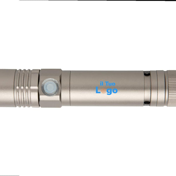 Flashlight 3W ricaricabile grigio - personalizzabile con logo