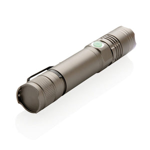 Flashlight 3W ricaricabile grigio - personalizzabile con logo