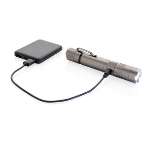 Flashlight 3W ricaricabile grigio - personalizzabile con logo