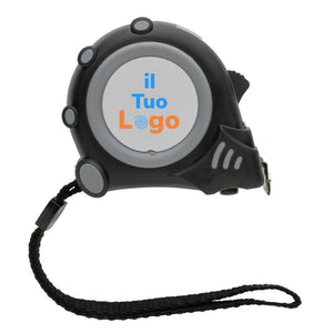 Flessometro 3m/16mm in plastica riciclata RCS 2 magneti grigio - personalizzabile con logo