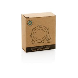 Flessometro 3m/16mm in plastica riciclata RCS 2 magneti grigio - personalizzabile con logo