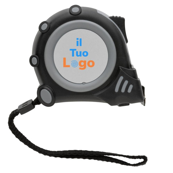 Flessometro 5m/16mm in plastica riciclata RCS grigio - personalizzabile con logo