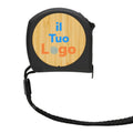 Flessometro 5m/19mm in plastica riciclata RCS e bambù nero - personalizzabile con logo