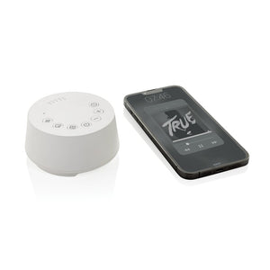Flora speaker con rumore  in plastica riciclata RCS bianco - personalizzabile con logo