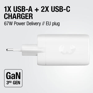 Fresh 'n Rebel caricatore rapido per laptop 67W GaN USB-C e USB-A - personalizzabile con logo
