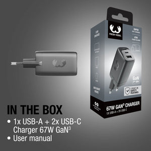 Fresh 'n Rebel caricatore rapido per laptop 67W GaN USB-C e USB-A - personalizzabile con logo