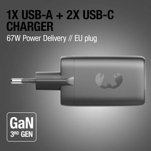Fresh 'n Rebel caricatore rapido per laptop 67W GaN USB-C e USB-A - personalizzabile con logo