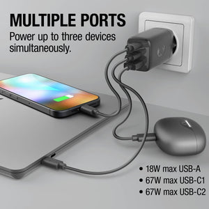 Fresh 'n Rebel caricatore rapido per laptop 67W GaN USB-C e USB-A - personalizzabile con logo