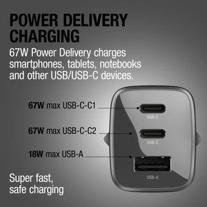 Fresh 'n Rebel caricatore rapido per laptop 67W GaN USB-C e USB-A - personalizzabile con logo
