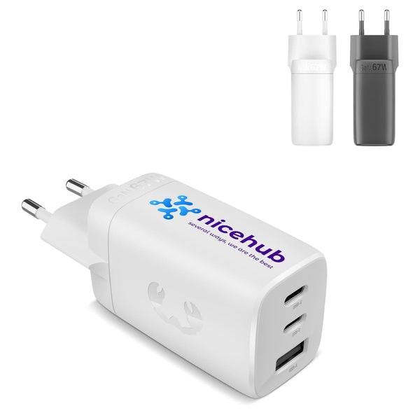 Fresh 'n Rebel caricatore rapido per laptop 67W GaN USB-C e USB-A - personalizzabile con logo