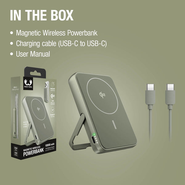 Fresh 'n Rebel Powerbank wireless 10000 mAh compatibile con MagSafe - personalizzabile con logo