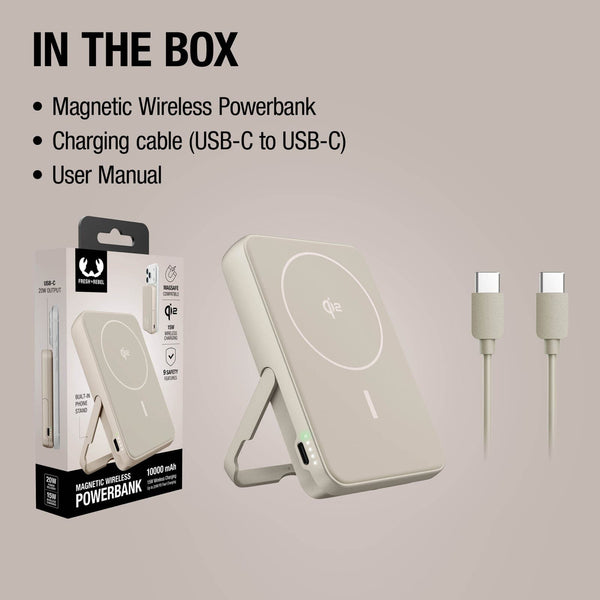 Fresh 'n Rebel Powerbank wireless 10000 mAh compatibile con MagSafe - personalizzabile con logo