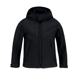 Giacca Hooded Softshell Bimbo nero / 5-6 - personalizzabile con logo