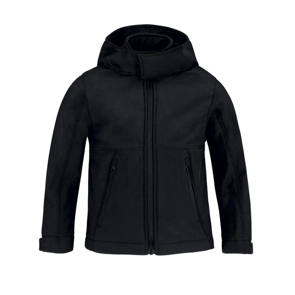Giacca Hooded Softshell Bimbo nero / 5-6 - personalizzabile con logo