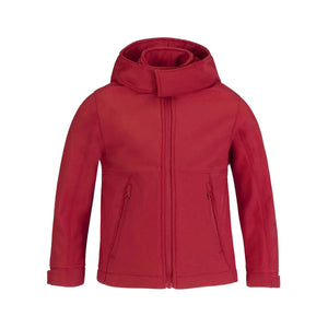 Giacca Hooded Softshell Bimbo rosso / 5-6 - personalizzabile con logo