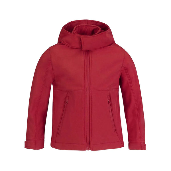 Giacca Hooded Softshell Bimbo rosso / 5-6 - personalizzabile con logo