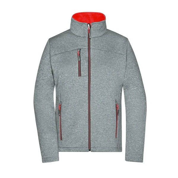 Giacca Ladies Softshell dark-melange/red / XS - personalizzabile con logo