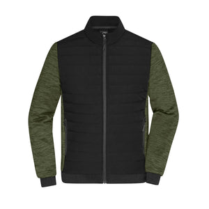 Giacca Mens Padded Hybrid black/olive-melange / XS - personalizzabile con logo