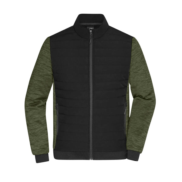 Giacca Mens Padded Hybrid black/olive-melange / XS - personalizzabile con logo