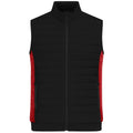 Giacca Mens Padded Hybrid Vest black/red-melange / XS - personalizzabile con logo