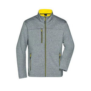 Giacca Mens Softshell dark-melange/yellow / S - personalizzabile con logo