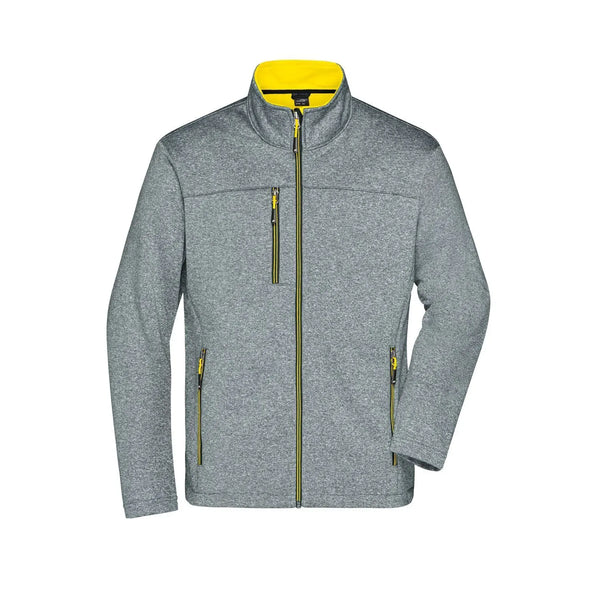 Giacca Mens Softshell dark-melange/yellow / S - personalizzabile con logo