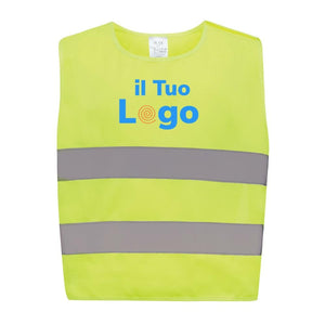 Gilet di sicurezza in PET riciclato GRS 3-6 anni giallo - personalizzabile con logo