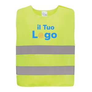 Gilet di sicurezza in PET riciclato GRS 7-12 anni giallo - personalizzabile con logo
