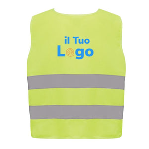 Gilet di sicurezza in PET riciclato GRS 7-12 anni giallo - personalizzabile con logo