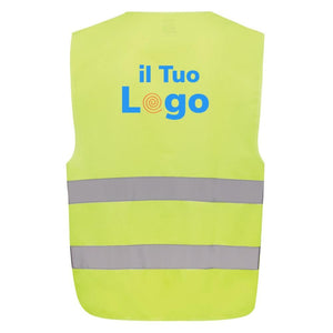 Gilet di sicurezza in PET riciclato GRS giallo - personalizzabile con logo