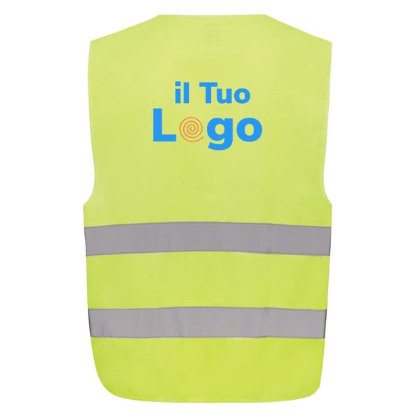 Gilet di sicurezza in PET riciclato GRS giallo - personalizzabile con logo