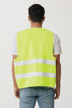 Gilet di sicurezza in PET riciclato GRS giallo - personalizzabile con logo