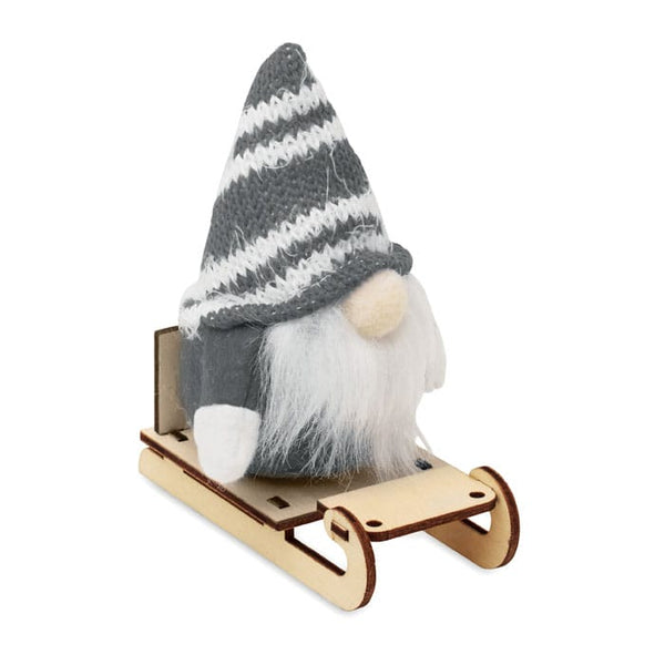 Gnomo su slitta di legno Grigio - personalizzabile con logo