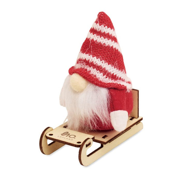 Gnomo su slitta di legno - personalizzabile con logo