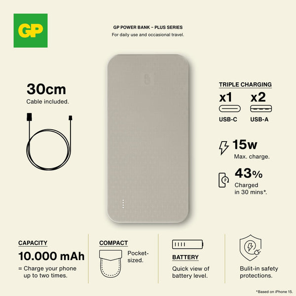 GP B+ Serie Powerbank 10000 mAh - personalizzabile con logo