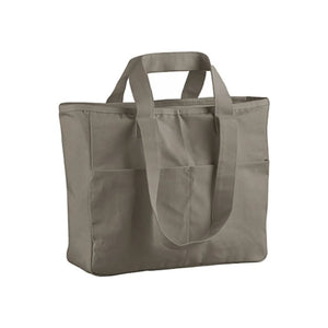 Grande Shopper con doppio manico e tasche grigio - personalizzabile con logo