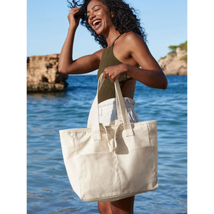 Grande Shopper con doppio manico e tasche - personalizzabile con logo