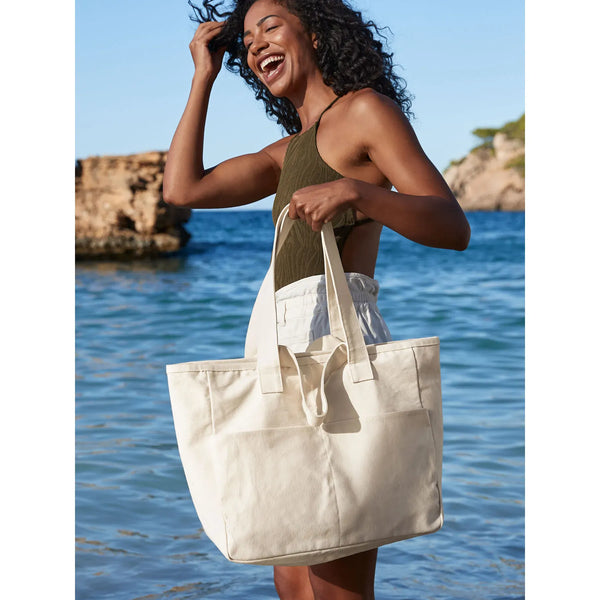 Grande Shopper con doppio manico e tasche - personalizzabile con logo