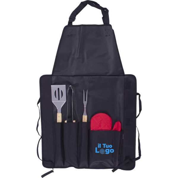Grembiule con 3 utensili Nero - personalizzabile con logo