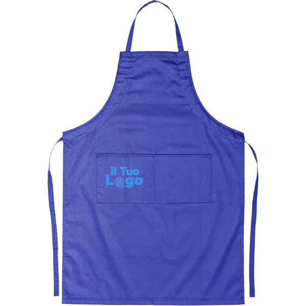 Grembiule da cucina blu personalizzabile con logo