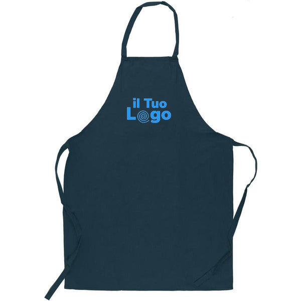 Grembiule da cucina  in cotone blu navy - personalizzabile con logo