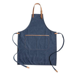 Grembiule deluxe da chef in canvas blu - personalizzabile con logo