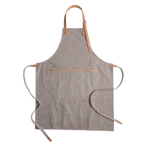 Grembiule deluxe da chef in canvas grigio - personalizzabile con logo