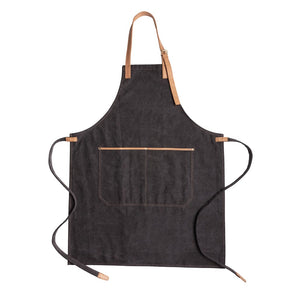 Grembiule deluxe da chef in canvas nero - personalizzabile con logo