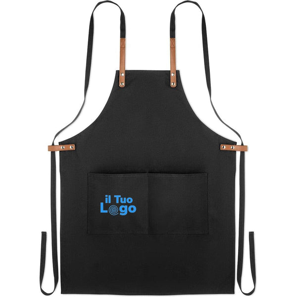 Grembiule in cotone organico con inserti - personalizzabile con logo
