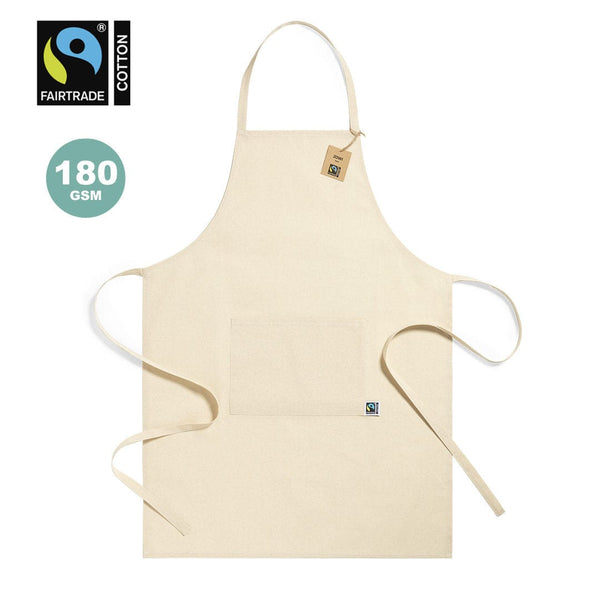 Grembiule Zowi Fairtrade beige - personalizzabile con logo